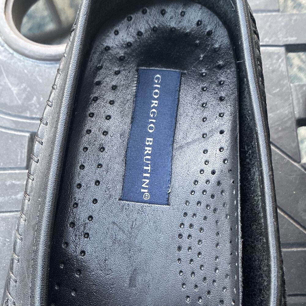 Giorgio Brutini Mens Black Leather Woven Tassel Loafers Shoes Size 11 *Scuffs - Picture 2 of 9
